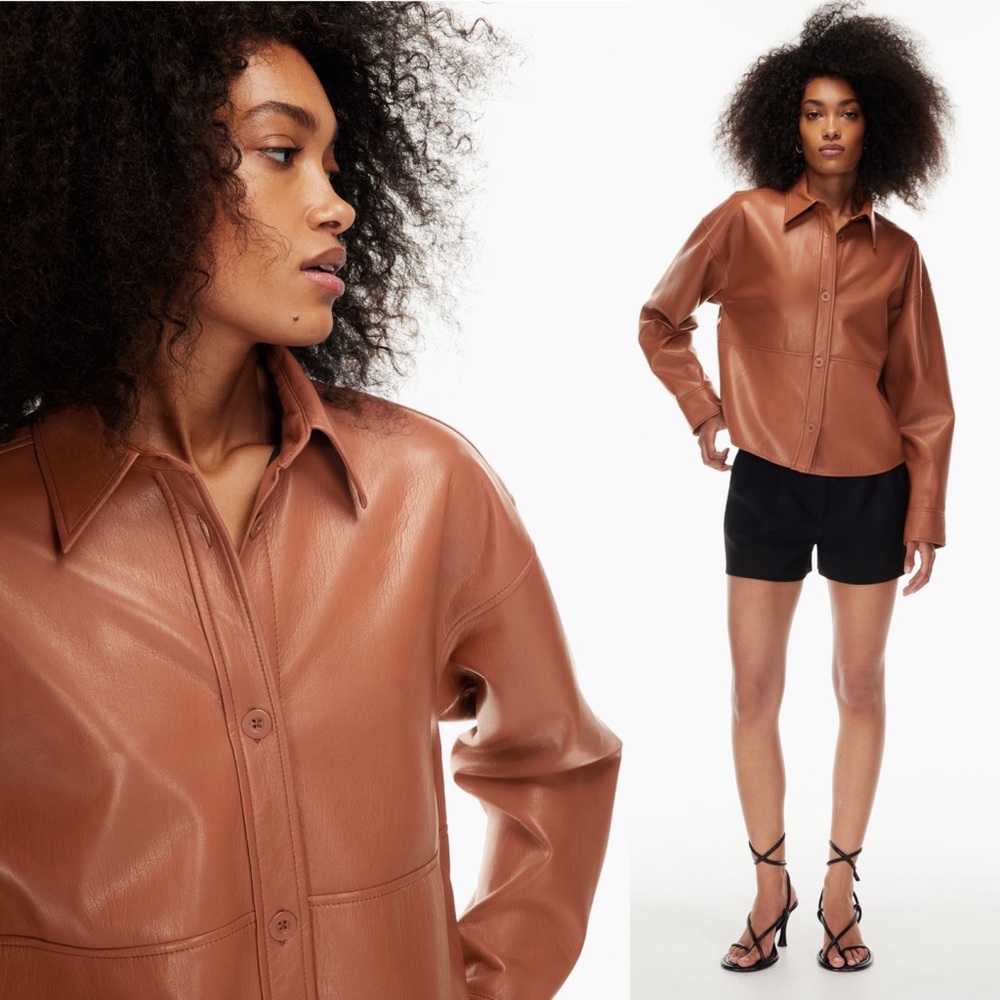 NEW!! Aritzia Babaton Vegan Leather Pelli Hip Shacket sz XXL